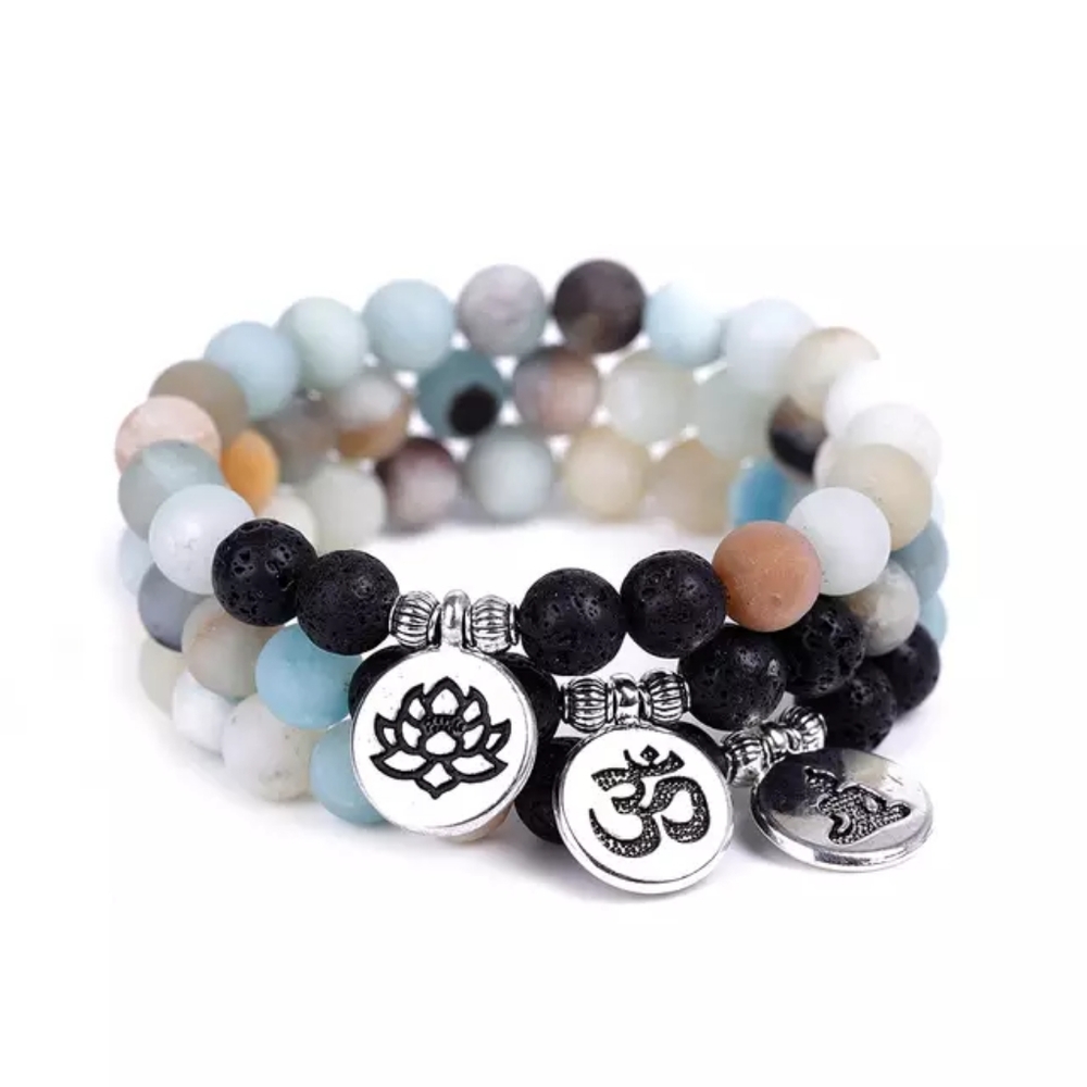 Matte Amazonite Beaded Bracelet Set